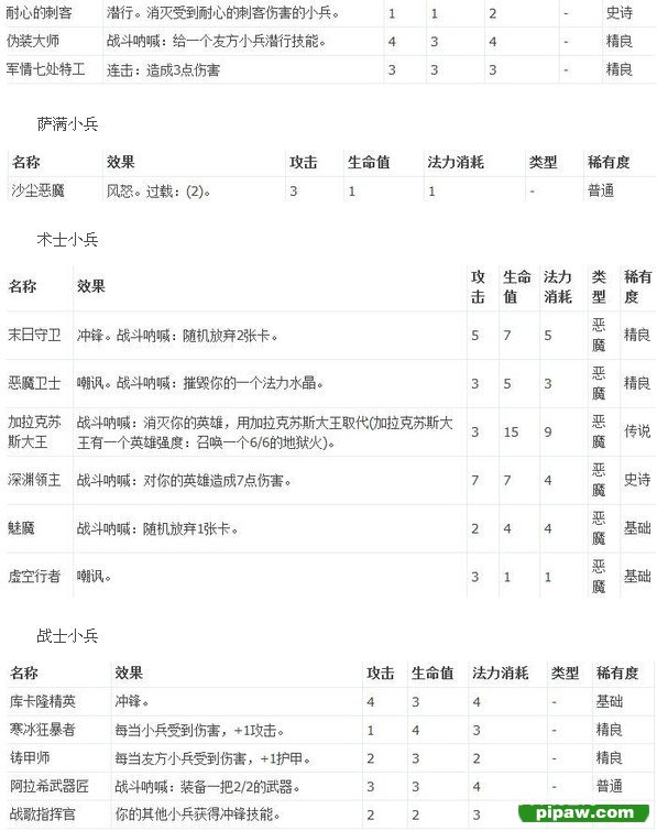 炉石传说最全卡牌一览